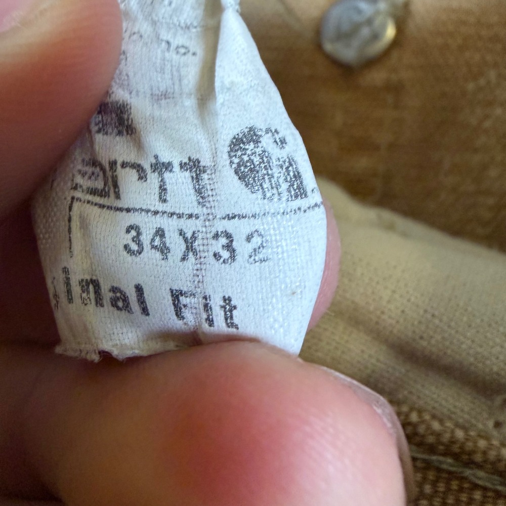 Vintage Carhartt Double Knee Work Pants Tan Made in USA 34x32 Distressed Thrash - Picture 4 of 6